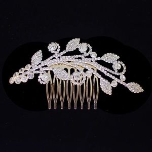 Bridal Gold and Rhinestone Hair Comb for Events
